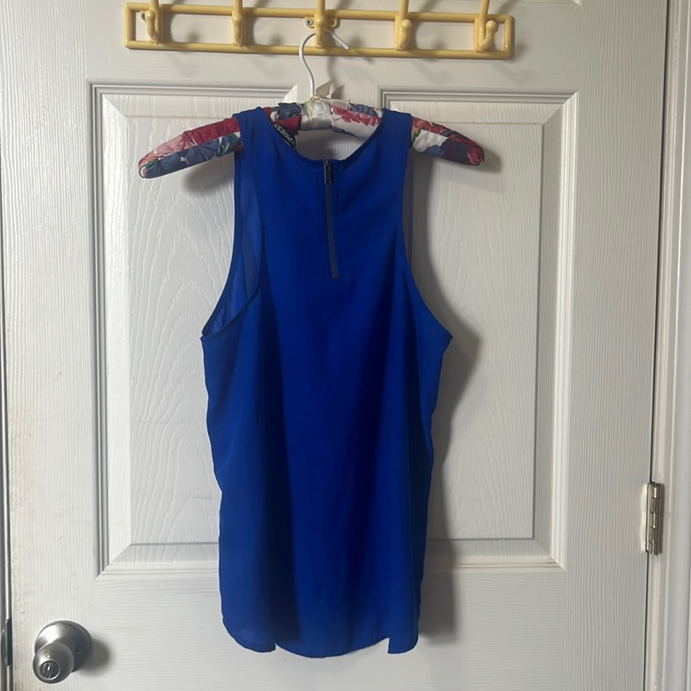 Express zipper blue tank top